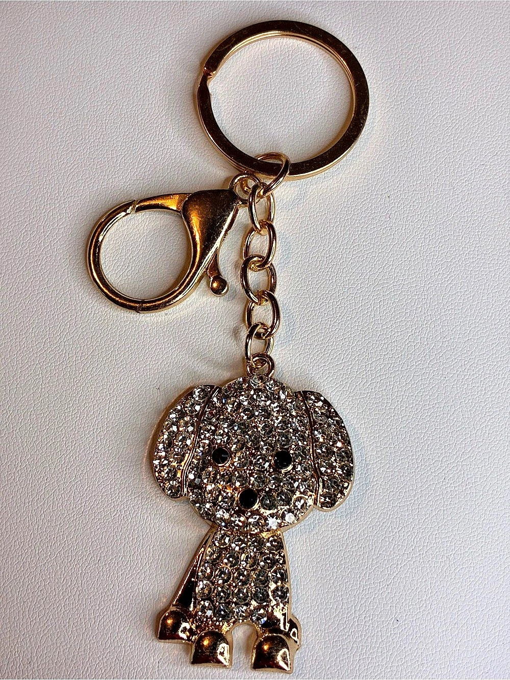 Crystal Dog Keychain Bag Charm in Gold New Without Tags